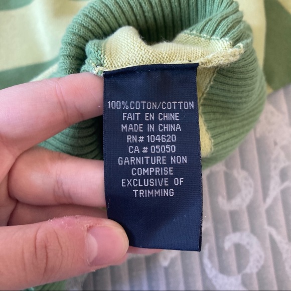 VTG Y2K Lemon Lime Striped Knit Boat Neck Long Sleeve π - Picture 5 of 5